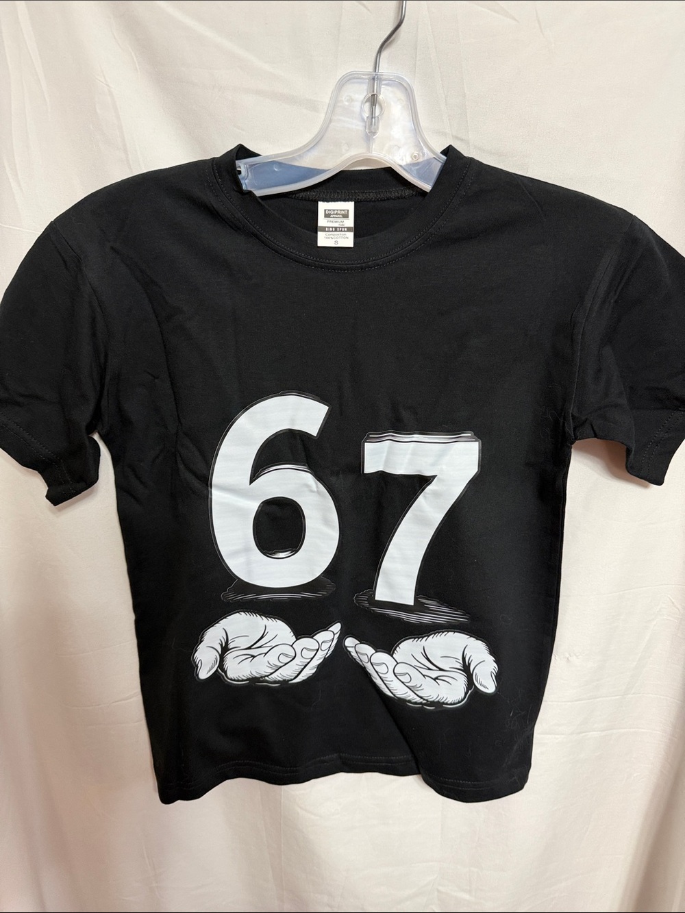 Kids Black Short-Sleeve Tee with White '67' Graphic